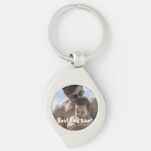 Cool Best Dad Ever Father's Day Photo Keychain (Front)