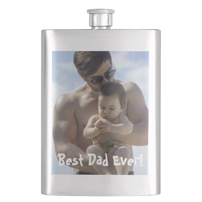 Cool Best Dad Ever Photo Flask (Front)