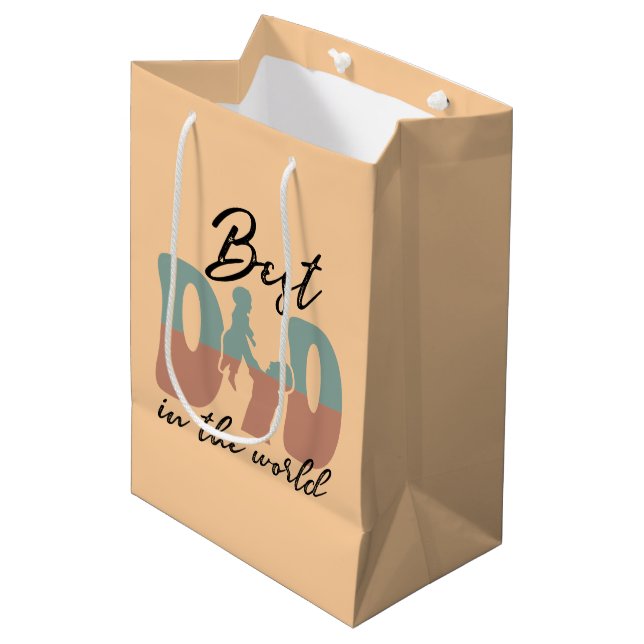 Cool best Dad world word art  Medium Gift Bag (Front Angled)