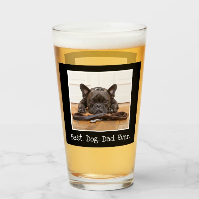 Cool Best Dog Dad Ever Photo Personalized Black  Glass (Front Filled)
