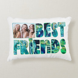 Cool BEST FRIENDS FOREVER Photo Teal Turquoise Accent Pillow