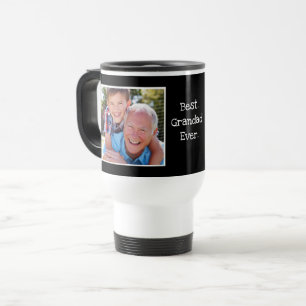 Cool Best Grandad Ever Photo Personalized Black Travel Mug