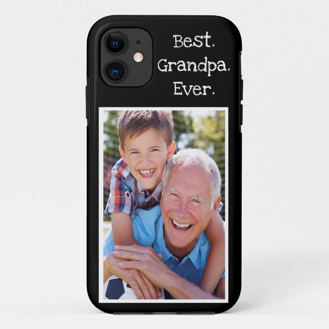 Cool Best Grandpa Ever Photo Personalized Black Case-Mate iPhone Case (Back)