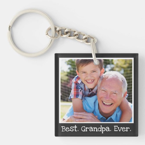 Cool Best Grandpa Ever Photo Personalized Black Keychain