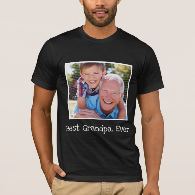 Cool Best Grandpa Ever Photo Personalized Black   T-Shirt (Front)