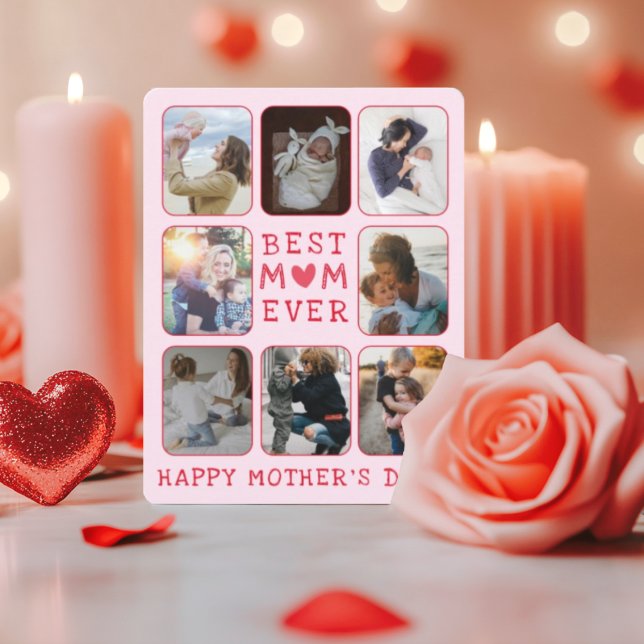 Cool Best Mom Ever Pink & Red Photo Mother’s Day  (Creator Uploaded)