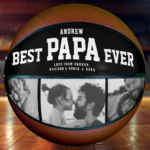 Cool BEST PAPA EVER Modern Trendy Photo Collage Basketball