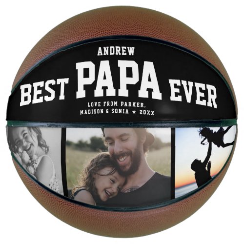 Cool BEST PAPA EVER Modern Trendy Photo Collage Basketball