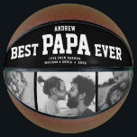 Cool BEST PAPA EVER Modern Trendy Photo Collage Basketball<br><div class="desc">Perfect for the coolest dad you love: A BEST PAPA EVER customized basketball with 3 favorite photos in trendy black and white, his name, and a sweet message from you as well as names and year. Great Father's Day gift or an awesome surprise for his birthday, surely a keepsake he'll...</div>