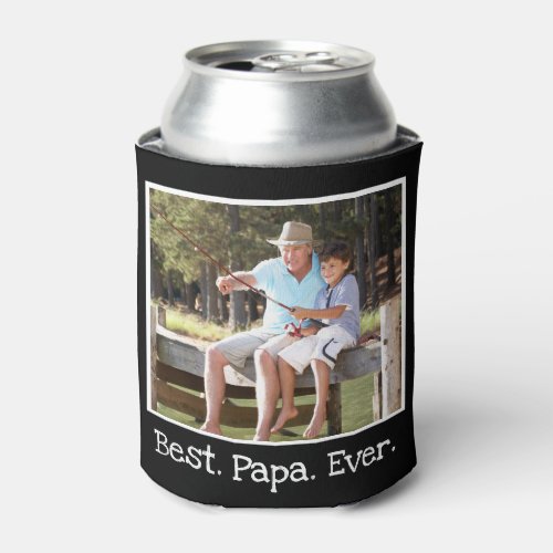 Cool Best Papa Ever Photo Personalized Black    Ca Can Cooler