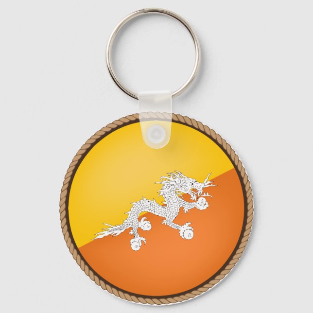 Cool Bhutan Flag Seal Keychain (Front)