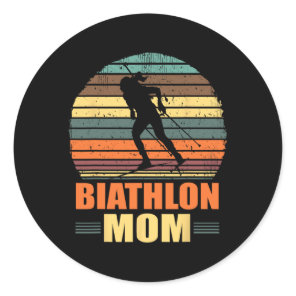 Cool Biathlon Mom Funny Biathlete Shooting Skiing  Classic Round Sticker