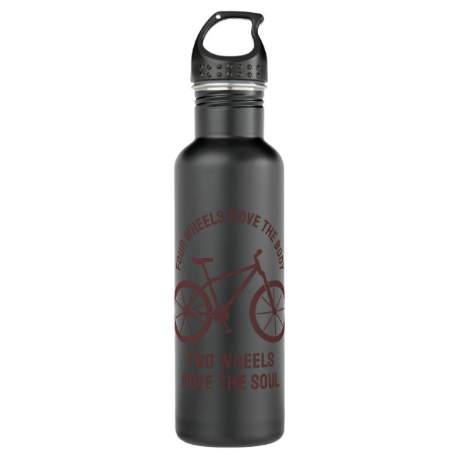 Cool bicycle Design - Tow Wheels Move The Soul Stainless Steel Water Bottle (Front)