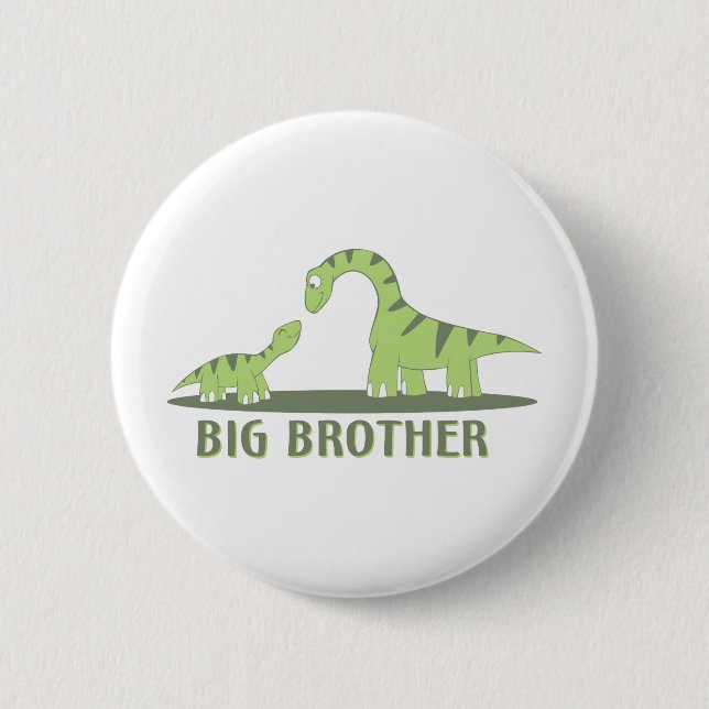 Cool Big Brother Shirt - Dinosaur Theme Button (Front)
