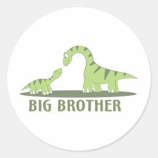 Cool Big Brother Shirt - Dinosaur Theme Classic Round Sticker