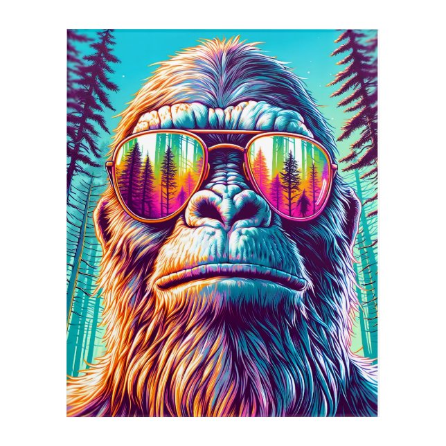 Cool Bigfoot in Hip Sunglasses Acrylic Print (Front)