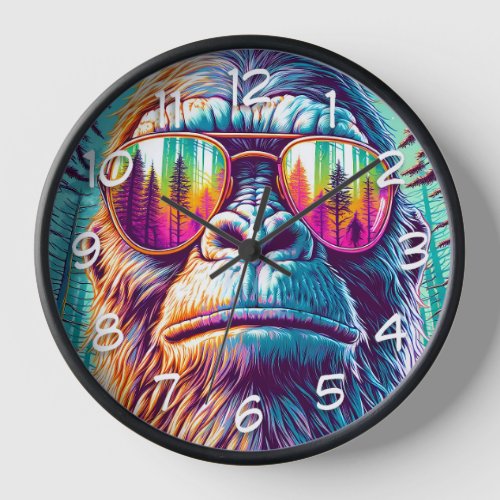 Cool Bigfoot in Hip Sunglasses Clock