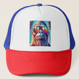Cool Bigfoot in Hip Sunglasses Trucker Hat