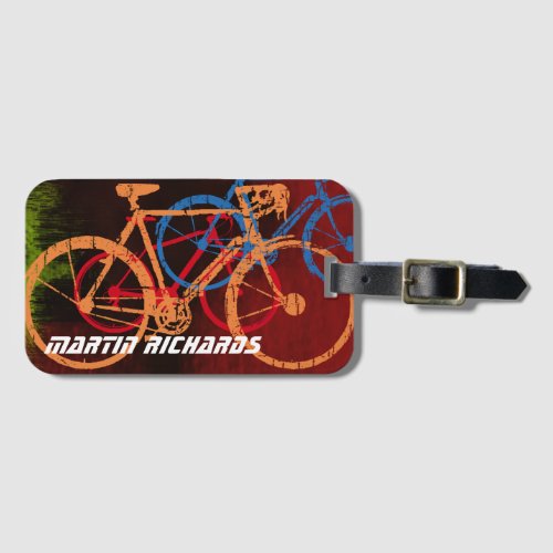 cool bikeart bicycle personalized luggage tag