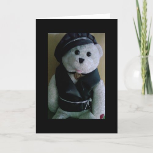 COOL BIKER BEAR CHRISTMAS HOLIDAY CARD