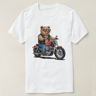 Cool Biker Bear on Bobber Motorcycle T-Shirt