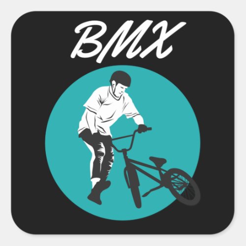 Cool Biker Retro BMX Style Square Sticker