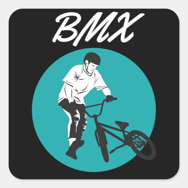 Cool Biker Retro BMX Style Square Sticker (Front)