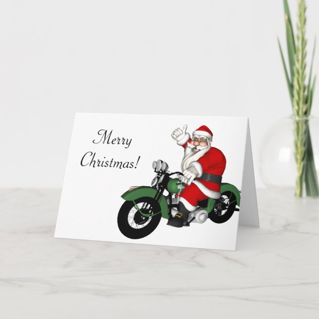 cool biker santa claus holiday card (Front)