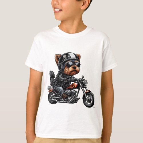 Cool Biker Yorkshire Terrier T_Shirt
