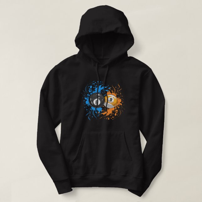 Cool Billiard Balls for 8 Ball and 9Ball Player Hoodie (Design Front)
