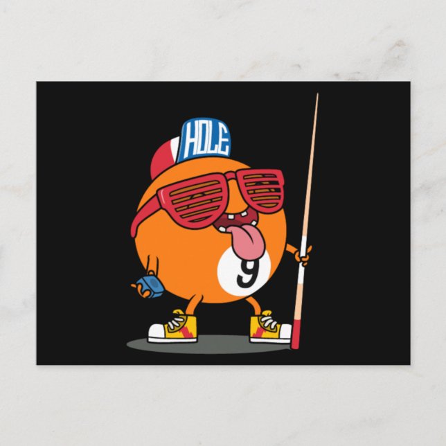 Cool billiard nine ball postcard (Front)