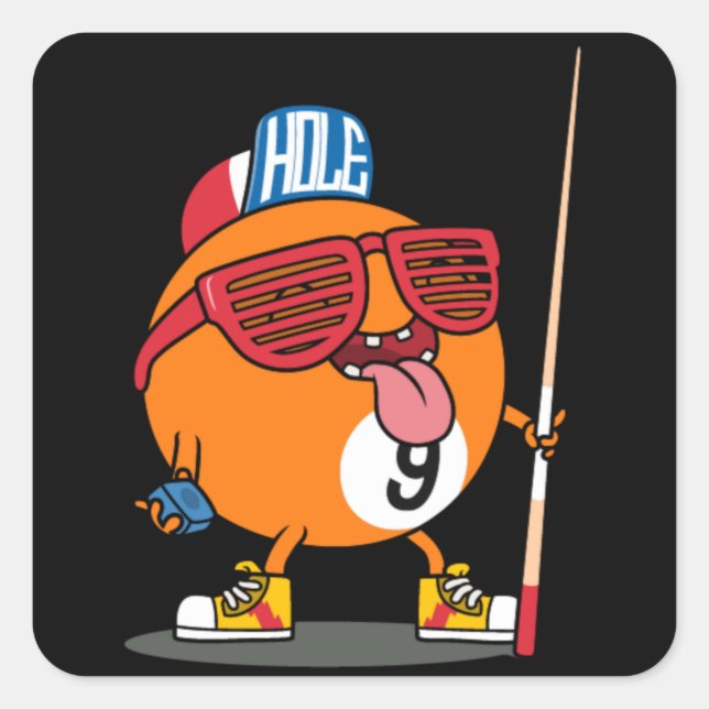 Cool billiard nine ball square sticker (Front)