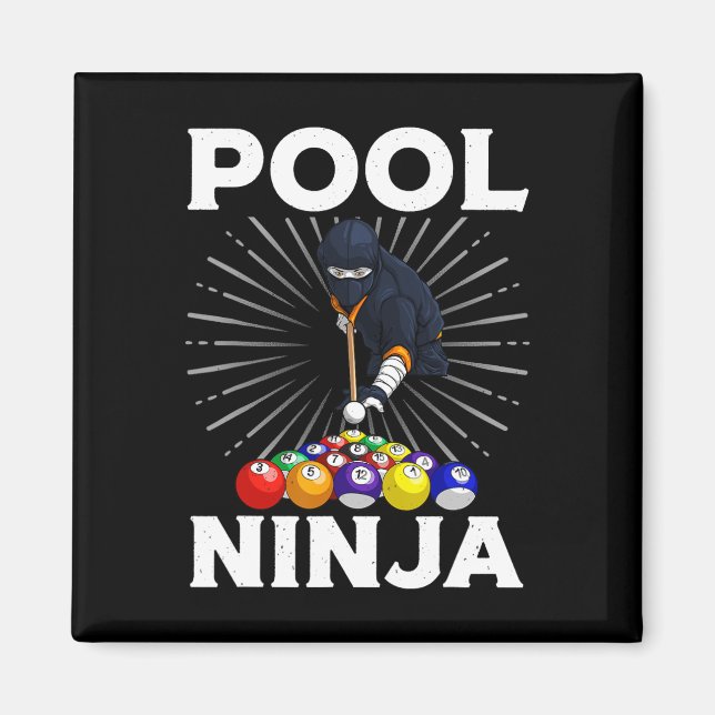 Cool Billiards Art For Men Women Pool Player Ninja Magnet (Front)