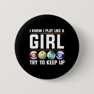 Cool Billiards Art For Women Girl Pool Player 8 Ba Button