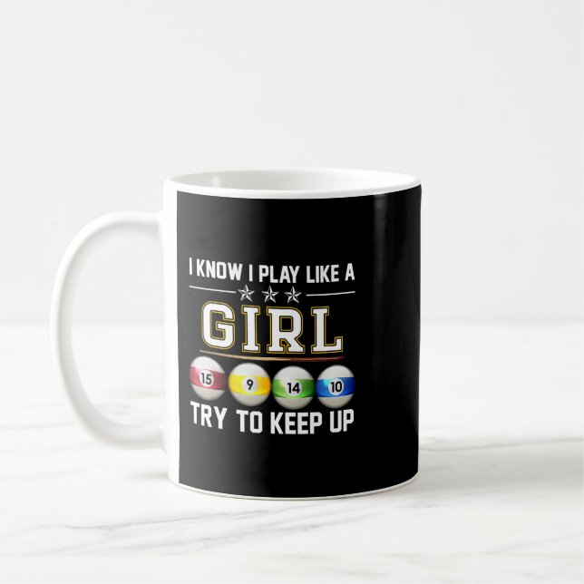 Cool Billiards Art For Women Girl Pool Player 8 Ba Coffee Mug (Left)