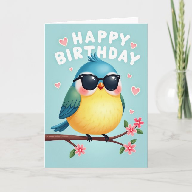 Cool Bird Birthday Card (Front)