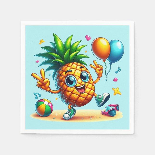 Cool Birthday beach pineapple party  Napkins (Front)