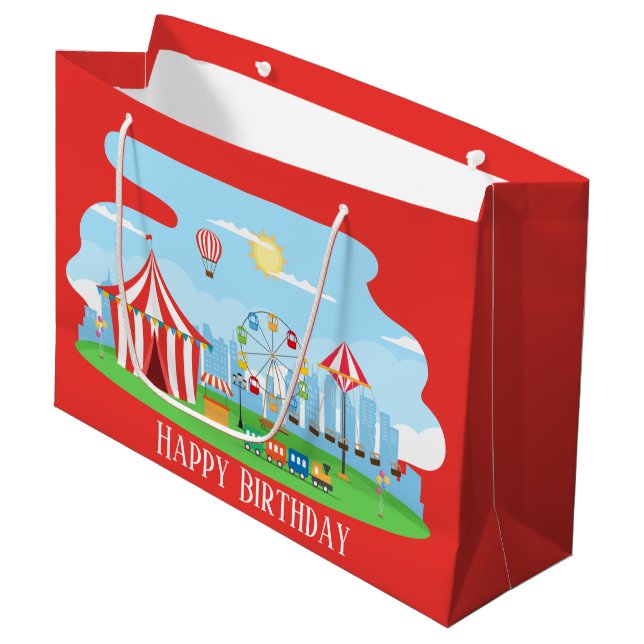 cool Birthday Carnival Fair  Large Gift Bag (Front Angled)