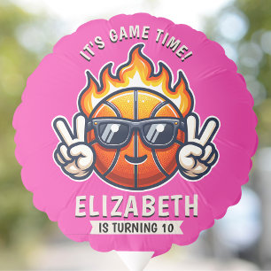 Cool Birthday Girl with Basketball Theme Balloon