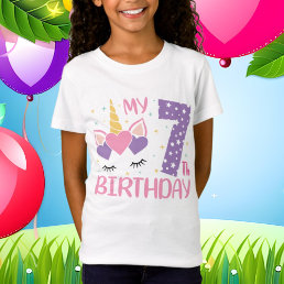 cool Birthday unicorn age 7  T-Shirt