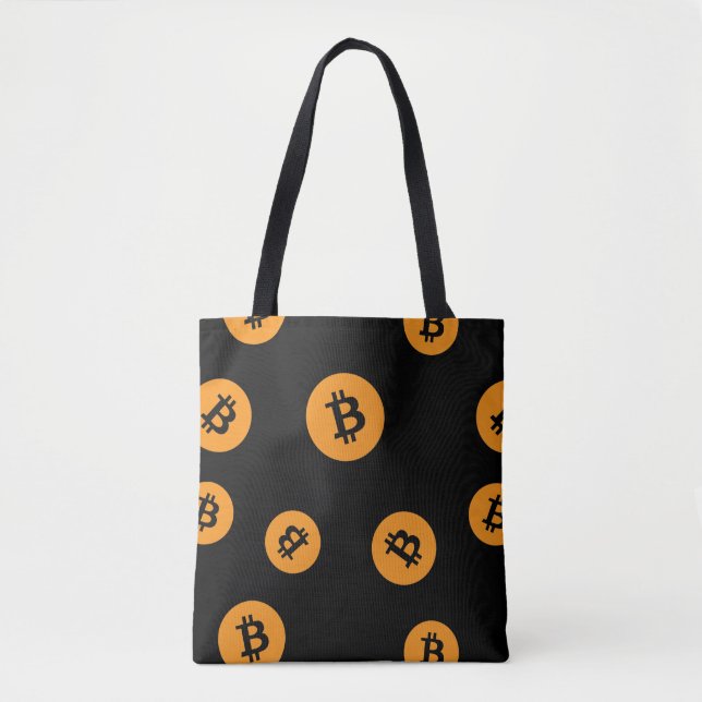 Cool Bitcoin Cryptocurrency Black Tote Bag (Front)