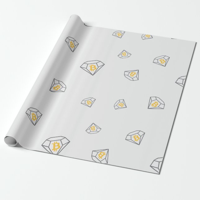 Cool Bitcoin Diamond Cryptocurrency Coin Pattern Wrapping Paper (Unrolled)