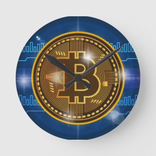 Cool Bitcoin logo and graph Design Round Clock