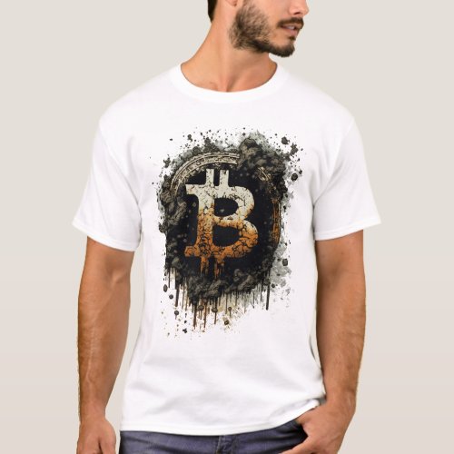 Cool Bitcoin Logo grunge style T_Shirt