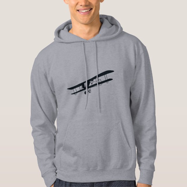 Cool Black Airplane, Simple& Fun Aviation Aircraft Hoodie (Front)