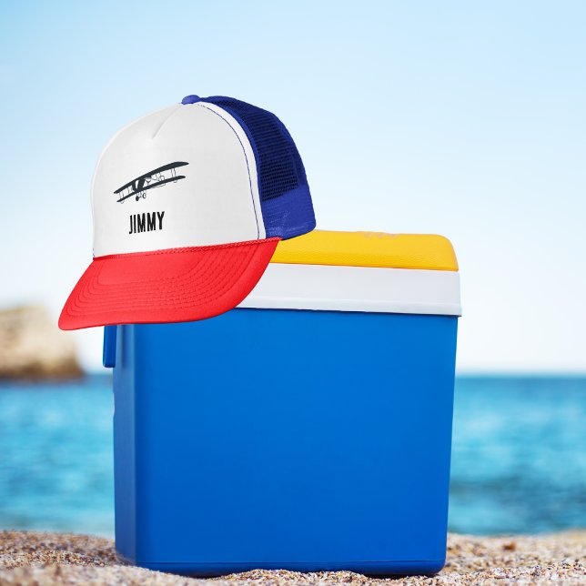 Cool Black Airplane, Simple& Fun Aviation Aircraft Trucker Hat (Creator Uploaded)