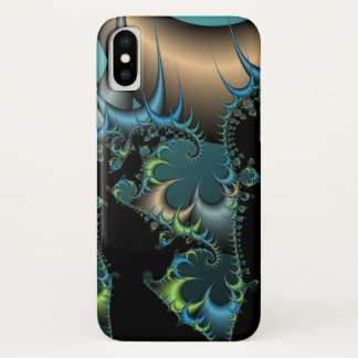Cool Black and Blue Fractal iPhone X Case