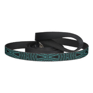 Cool Black and Blue Jagged ZigZag Pattern Monogram Pet Leash