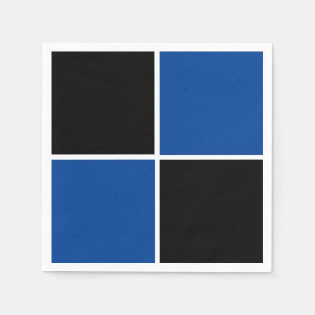 Cool black and blue square pattern beverage coaste napkins (Front)