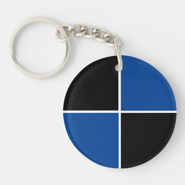 Cool black and blue square pattern keychain (Front)